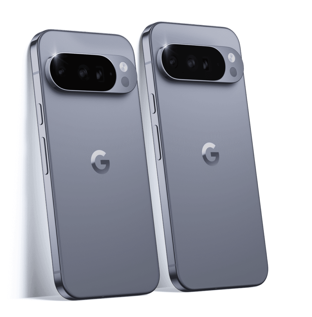 Google Pixel 10 and Pixel 10 Pro showing front and back design.